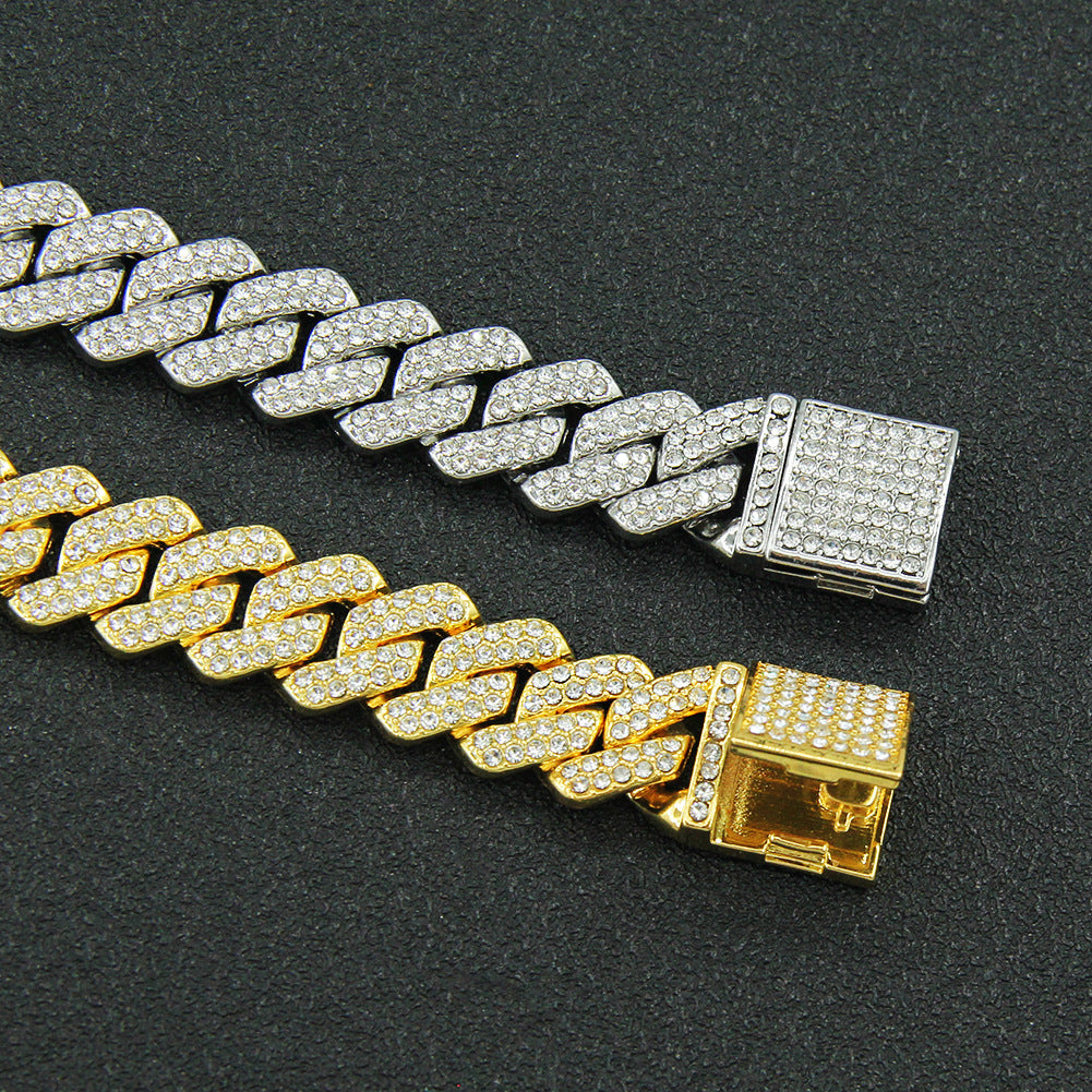 Wholesale Full Diamond Cuban Alloy Bracelet